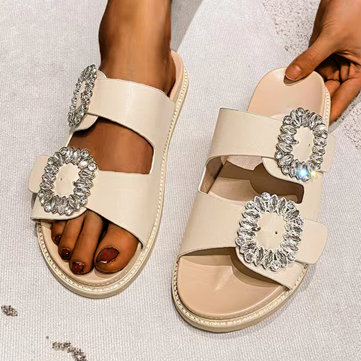 Esme Dove Embellished Sandals by Doramela
