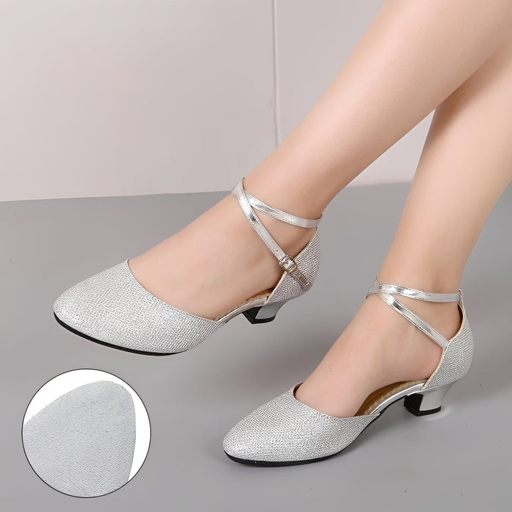 Piper Gardenia Block-Heel Pumps – Silver