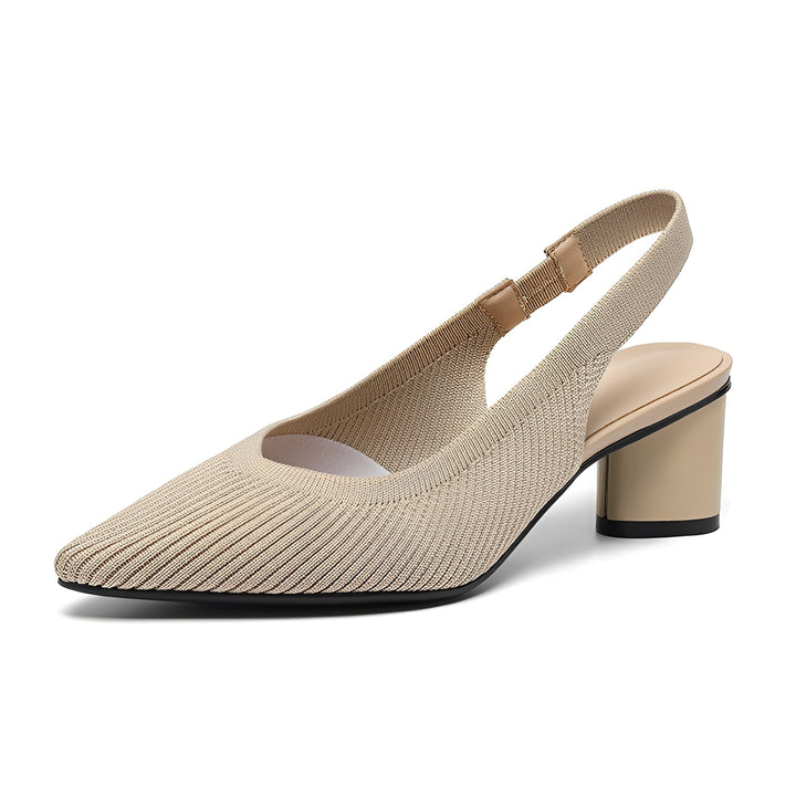 Elodie Pavilion Slingback Heels – Beige