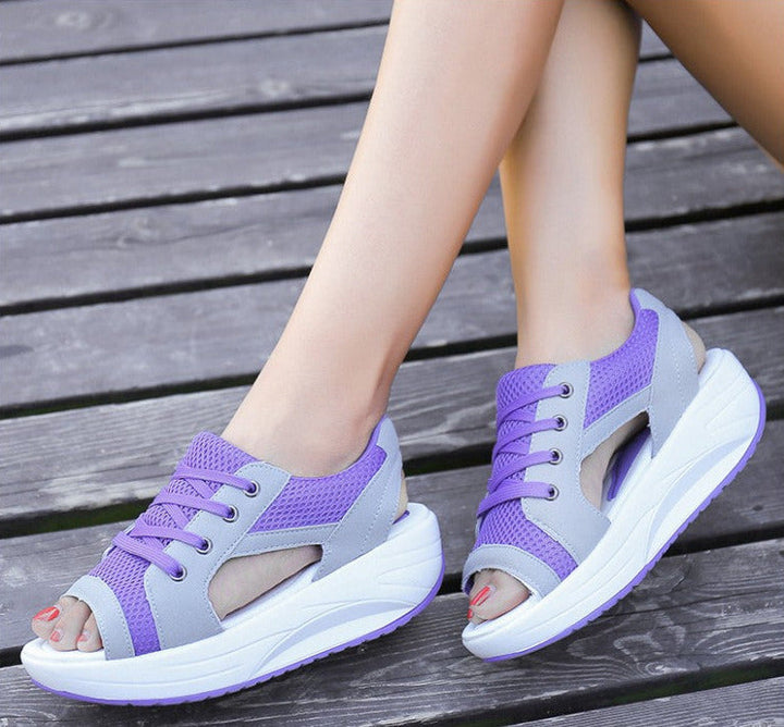 Elara Dove Platform Sandals by Doramela