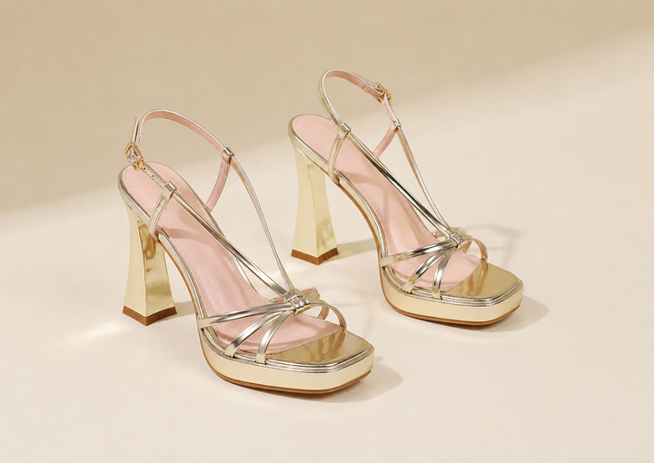 Kendall Peony Platform Heels – Gold