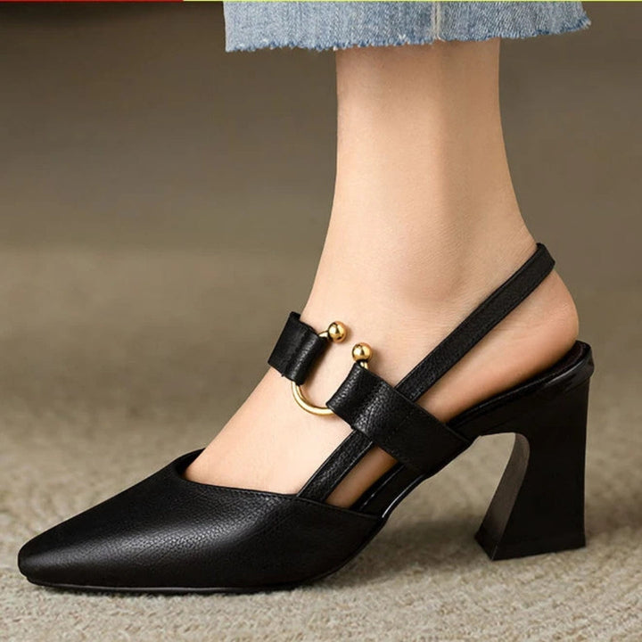 Quinn Pavilion Slingback Heels – Black