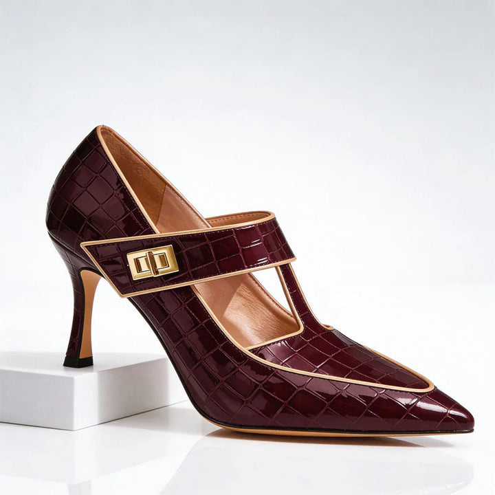Tatum Peony Pumps – Burgundy