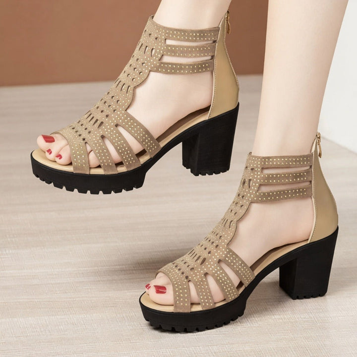 Teagan Veranda Heeled Sandals – Beige