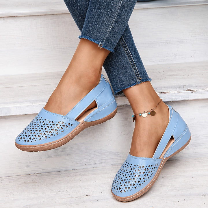 Lennon Peony Slingback Flats – Blue