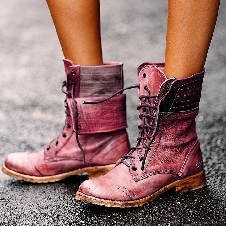 Brielle Peony Ankle Boots – Red