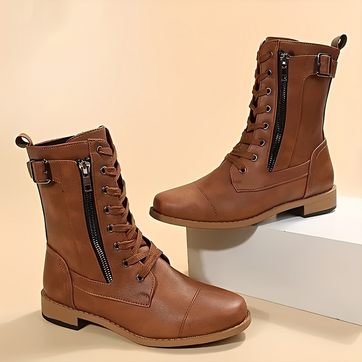 Tatum Lantern Ankle Boots – Brown
