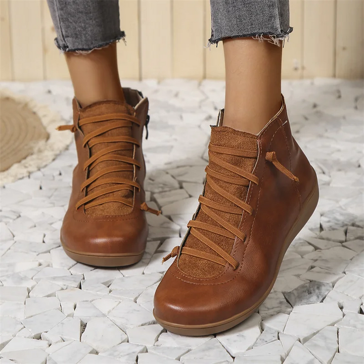 Georgia Gardenia Lace-Up Ankle Boots – Brown