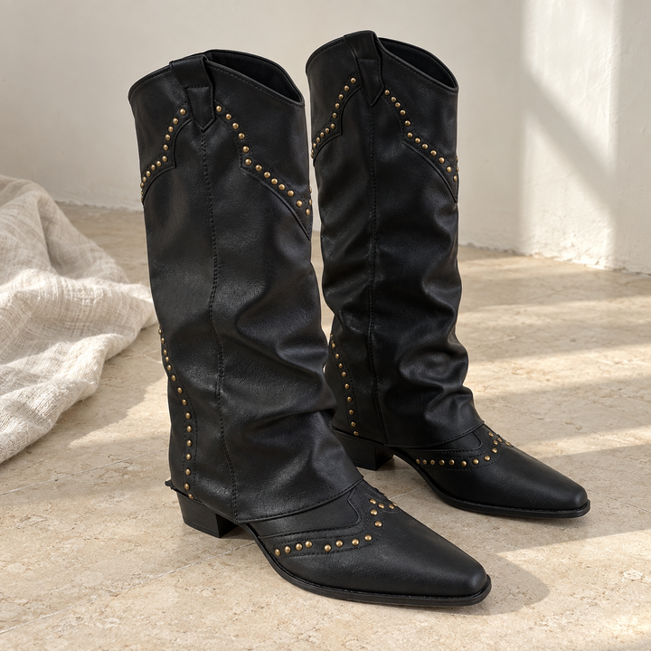 Kinsley Gardenia Western Ankle Boots – Black