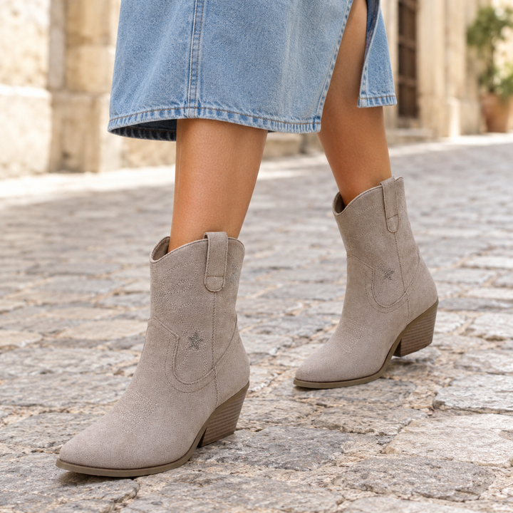 Morgan Gardenia Western Ankle Boots – Taupe