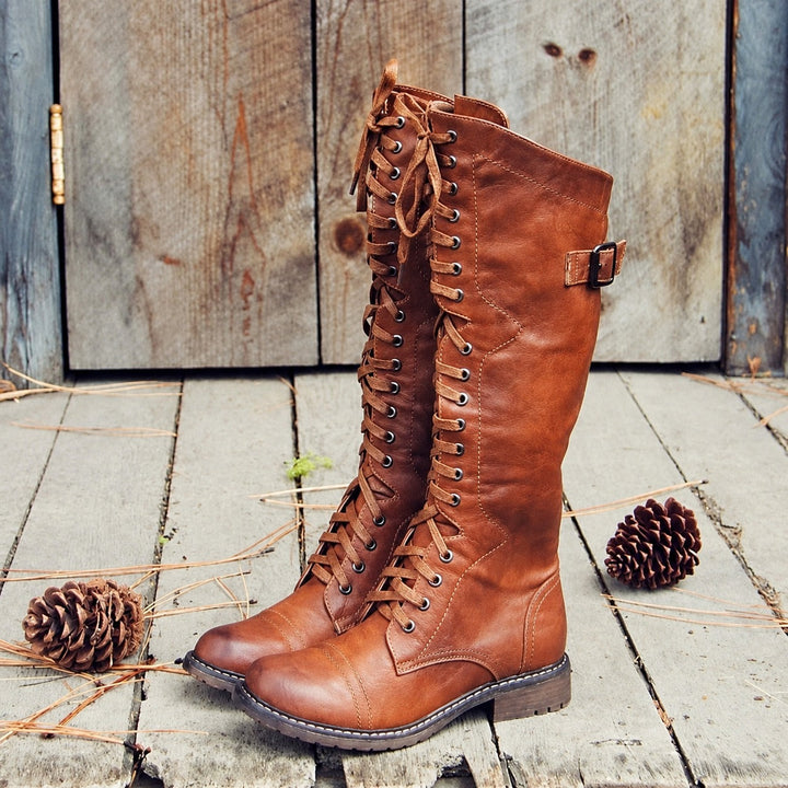 Makenna Gardenia Lace-Up Ankle Boots – Brown