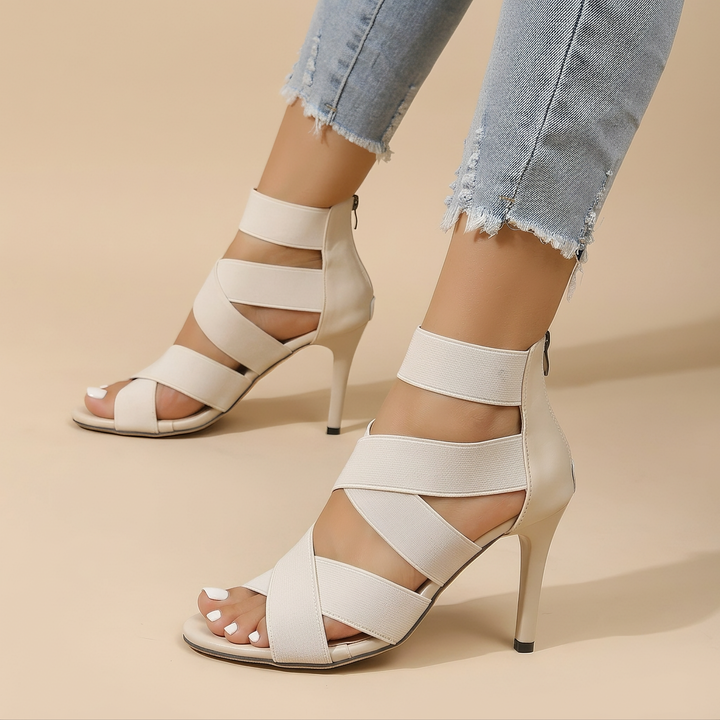 Makenna Peony Heeled Sandals – White