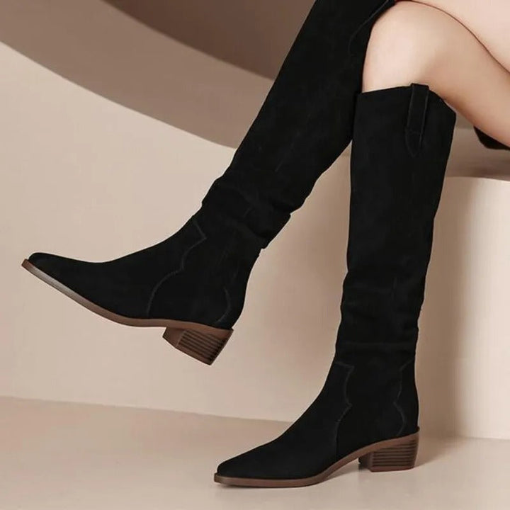 Riley Gardenia Knee-High Boots – Black